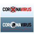 Two banners with inscription Coronavirus and with icons in the letter