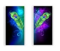 Two banners with peacock feathers Royalty Free Stock Photo