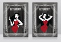 Two banners for retro style party with elegant ladies and champagne