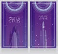Two banners for space travels with space shuttle and falcon heavy
