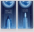 Two banners for space travels with space shuttle and falcon heavy