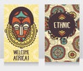Two banners with traditional african mask and ethnic ornament Royalty Free Stock Photo