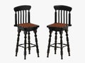 Two bar stool black paint on a white background 3d rendering