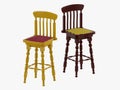 Two bar stool black paint on a white background 3d rendering