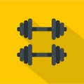 Two barbells icon, flat style Royalty Free Stock Photo