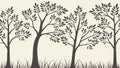 Two Bare Trees in a Minimalist Landscape Illustration, vector design Generative AI Royalty Free Stock Photo
