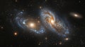 Two barred spiral galaxies ngc 1300 and ngc 1365 captured in deep space with bright star fields Royalty Free Stock Photo