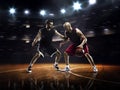 Two basketball players in action Royalty Free Stock Photo