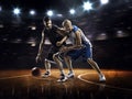 Two basketball players in action Royalty Free Stock Photo