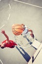 Two basketball players on the court Royalty Free Stock Photo