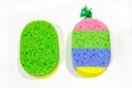 Two bath sponge on white background. Royalty Free Stock Photo