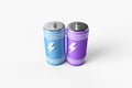 Two batteries on a white background. 3d render illustration. Royalty Free Stock Photo