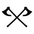Two battle axes vikings icon black color vector illustration flat style image