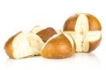 Fresh bavarian bread bun isolated on white Royalty Free Stock Photo