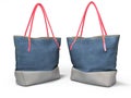 Two beach bags 3d rendering on white background with shadow
