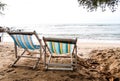Two beach chairs on the beach 1 Royalty Free Stock Photo
