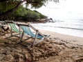 Two beach chairs on the beach 3 Royalty Free Stock Photo