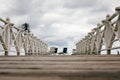 Wood pier with two chairs Royalty Free Stock Photo