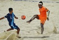 Beach soccer teams, the Bahamas and Guatemala, playing in the CONCACAF Beach Soccer Championship