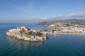 Two beaches in Peniscola, Castellon, Spain Aerial Royalty Free Stock Photo