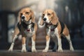 Two Beagle Dogs. Outdoor Royalty Free Stock Photo