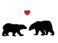 Two bear love black silhouette animals