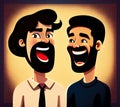 Two Beard Men Headshots Laughing While Having Friendly Comdey generative ai