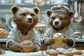 Two Bears Baking Pastry Royalty Free Stock Photo