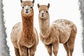 Two beautiful alpacas in the winter. camelid from South America