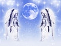 Two beautiful archangels with Moon like Lunar angels concept