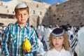 Two beautiful boys in yarmulks Royalty Free Stock Photo