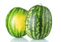 Two beautiful fresh tasty watermelons isolated on white Royalty Free Stock Photo