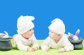 Two beautiful girl child in Bunny Costume Royalty Free Stock Photo