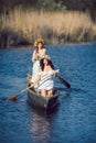 Two beautiful girls in boat Royalty Free Stock Photo