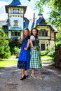 Two beautiful girls in Oktoberfest Dirndl Royalty Free Stock Photo