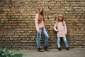 Two beautiful girls on the street Royalty Free Stock Photo