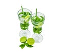 Two beautiful glasses with mojito and tubules