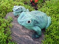 Tho green frogs made from plaster, Lithuania