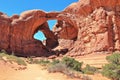 Arches National Park with Double Arch in Windows Section, Southwest Desert Landscape, Utah Royalty Free Stock Photo