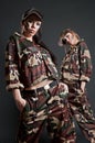 Two beautiful military girls Royalty Free Stock Photo