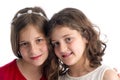 Two Beautiful Sisters hugging isolated Royalty Free Stock Photo