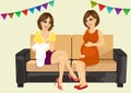 Two beautiful women on a baby shower party Royalty Free Stock Photo