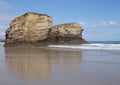 Two beauty rocks in European Foz city in Galicia province, Lugo in Spain