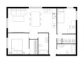 Two bedroom apartment floor plan.