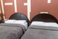 Two beds from a hostel room Royalty Free Stock Photo