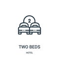 two beds icon vector from hotel collection. Thin line two beds outline icon vector illustration Royalty Free Stock Photo