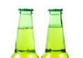 Two beer bottles green