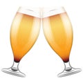 Two beer glasses clink. Vector Illustration
