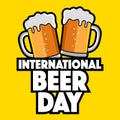 Two beer glasses for International Beer Day icon Royalty Free Stock Photo