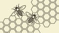 Two Bees Flying Over Honeycomb Pattern, vector design Generative AI Royalty Free Stock Photo